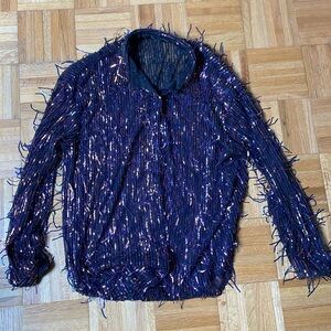 Fun Sparkly Oversized Button Up Shirt
